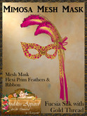 *Goddess* Mimosa Mesh Mask Fucsia Silver Feathers