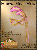 *Goddess* Mimosa Mesh Mask Pink Gold Feathers