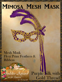 *Goddess* Mimosa Mesh Mask Purple Gold Feathers