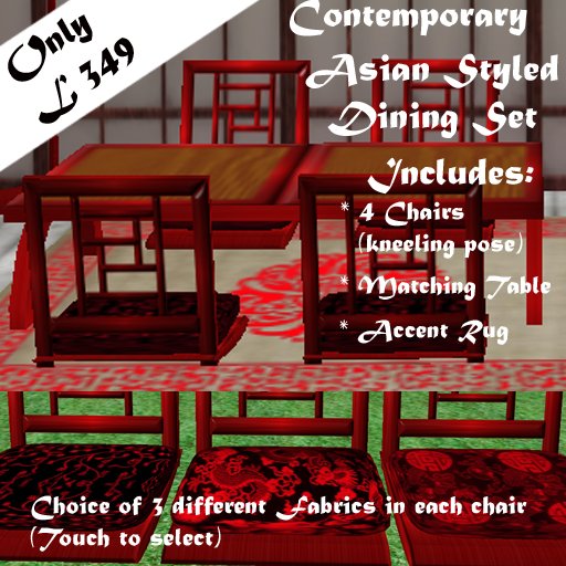 JJs Designs Asian Dining Set Red