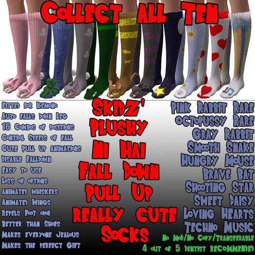 .::Skidz::. Ni Hai Plush Socks - Falling Star (Wear Me