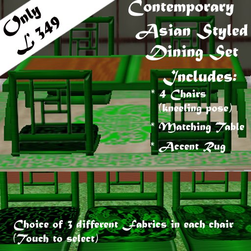 JJs Designs Asian Dining Set Green