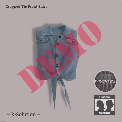 =R-Solution= Cropped Tie Front Shirt Denim DEMO