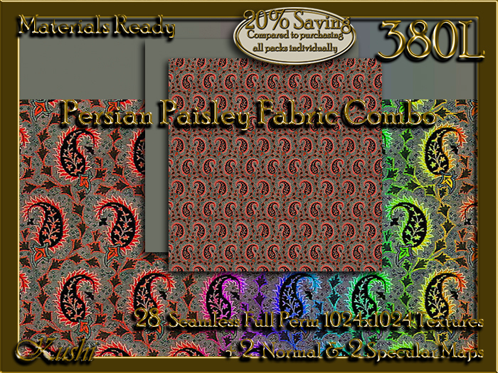 Persian Paisley Combo Seamless Textures Materials Ready Full Perms 1024x1024