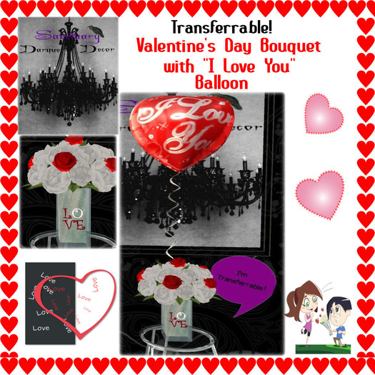 Sanctuary~Red & White Roses in LOVE vase boxed
