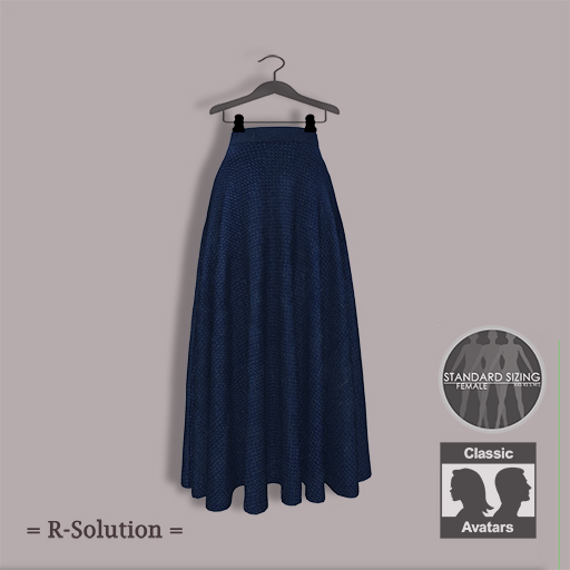 =R-Solution= Long Flowy Knitted Skirt Dark Blue
