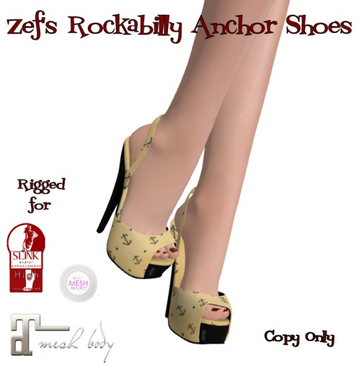 Zef's Rockabilly Anchor Shoes for Maitreya Slink & TMP