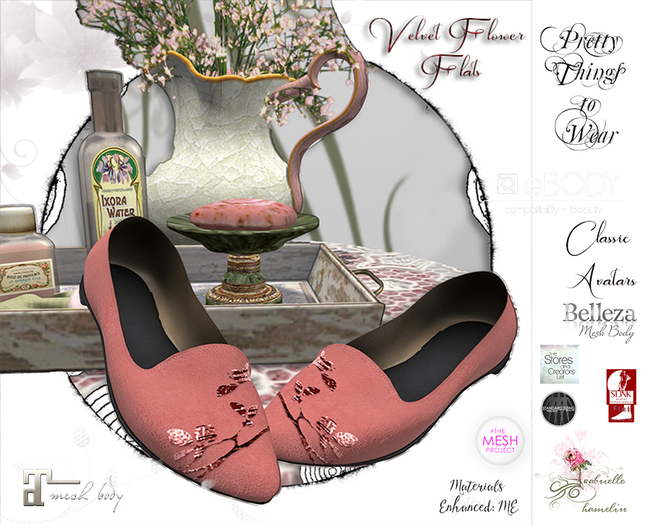 .::Pretty Shoes::. Velvet Flower & Flats on HUD - 14