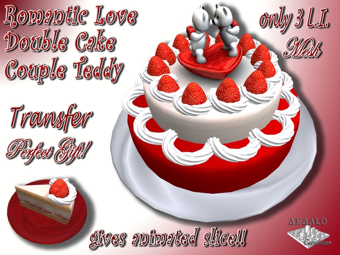 Romantic Love Double Cake - Couple Teddy  - Mesh * Happy Valentine's Day Promo Price *
