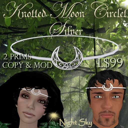 Knotted Moon Circlet in Silver