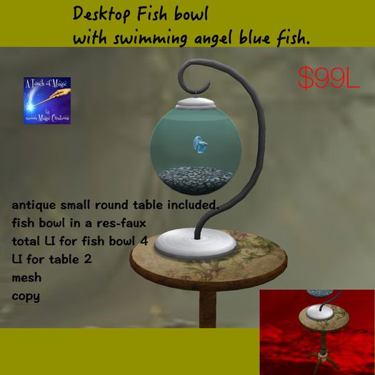 Desktop FishBowl with Antique Sml Rnd Table(crate)