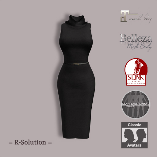=R-Solution= Cowl Neck Sleeveless Dress Black
