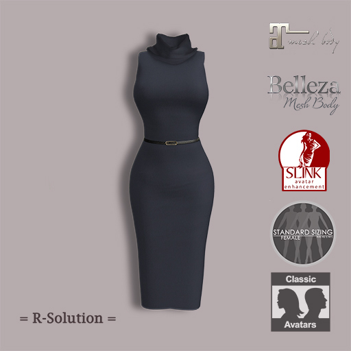 =R-Solution=  Cowl Neck Sleeveless Dress Blue