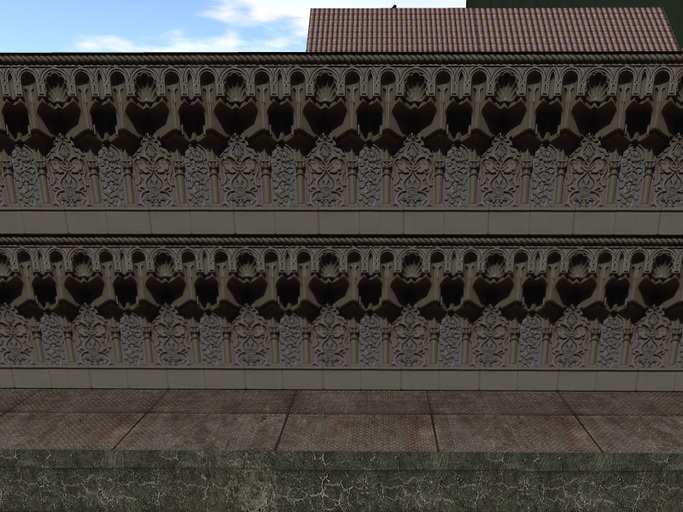 Ornamental Gothic Building Facade Panel With Full Perm Texture Included 8006