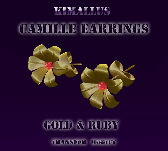 Camille Earrings Gold & Ruby