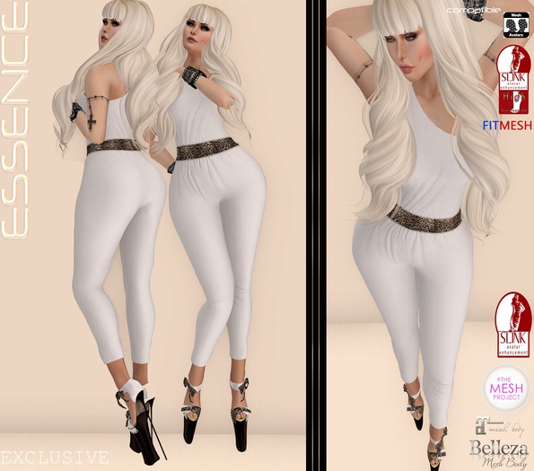 :ESSENCE:ROMPER ONE SHOULDER  WHITE (ADD ME)