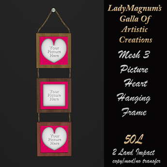 Copyable Frame Second Life Marketplace - LadyMs Mesh 3 Picture Heart Hanging Frame ...