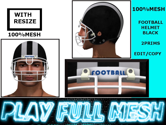 **Black Football helmet**PlayFullMeshmp
