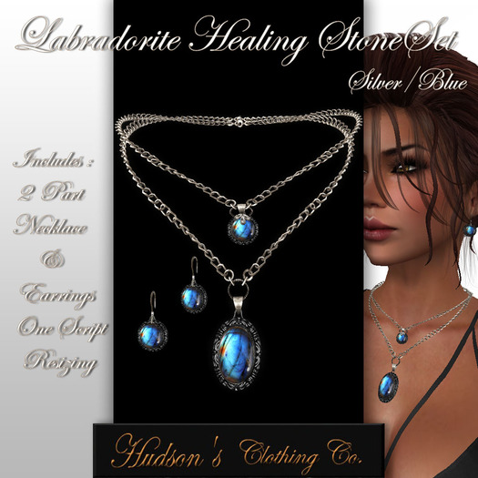 Labradorite Healing Stone Set Silver/Blue*COPY*~Candace Hudson