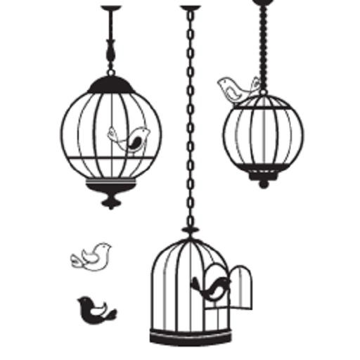 {Q-Essentials} Bird Cages Wall Decal