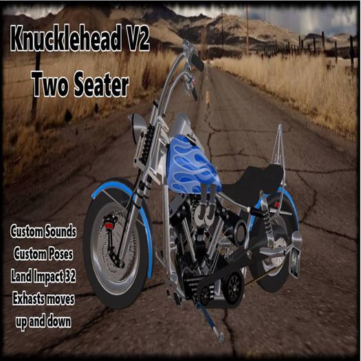 knucklehead bike V2 blue flames