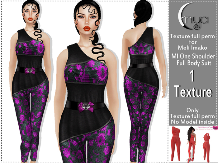 Enya-Texture-One Shoulder Full Body Suit-Tex.3
