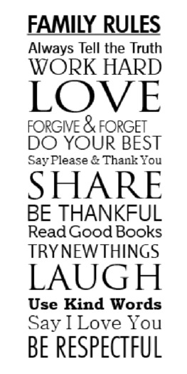 {Q-Essentials} Family Rules Wall Decal