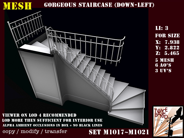 Gorgeous FP mesh single staircase down (left) Li: 3 M1017 M1021