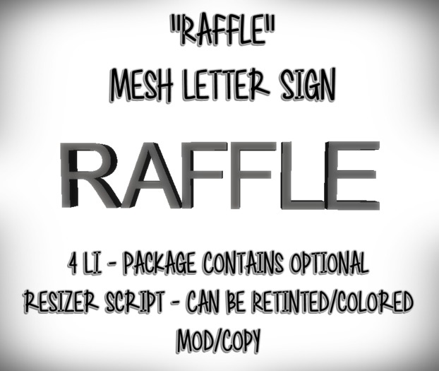 CLEARANCE SALE! "RAFFLE" - Mesh Letter Sign