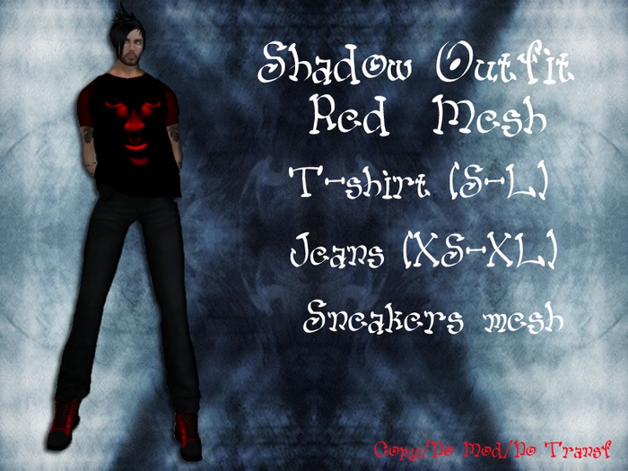 Shadows Outfit Mesh (Dark) Red