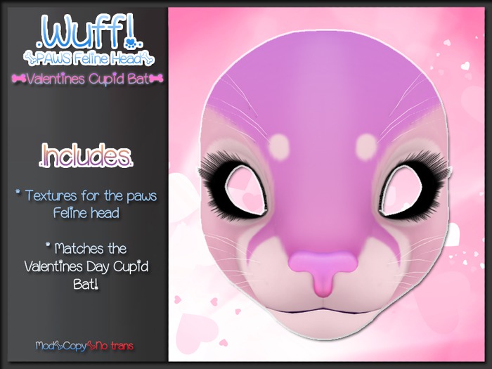WUFF! - Valentines Day Cupid Bat - PAWS FELINE HEAD ADDON