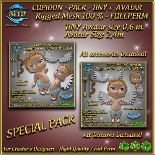  CUPIDON - PACK - TINY + AVATAR - Rigged Mesh - FULLPERM 