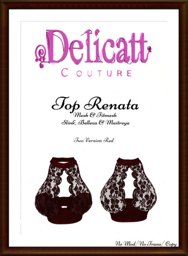 Delicatt Couture - Renata Top -  Red