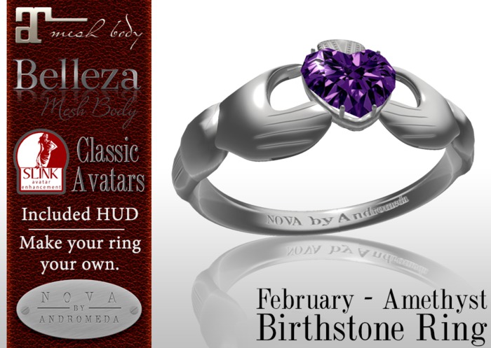 NOVA Birthstone Claddagh Ring - February