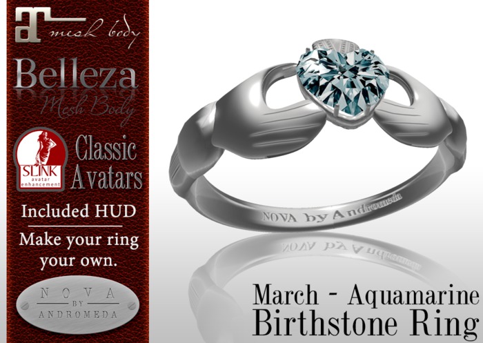 NOVA Birthstone Claddagh Ring - March