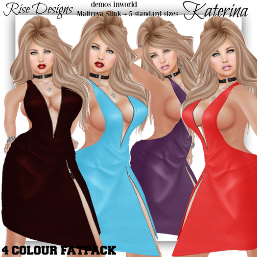 KATERINA DRESS 4 COLOUR FATPACK MAITREYA/SLINK/STANDARD AVATAR