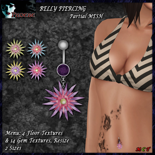 *P* Flower Belly Piercing ~4 Textures~ (p.MESH)