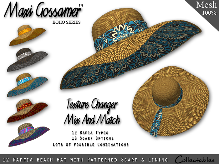 Raffia Beach Hat With Scarf and Lining