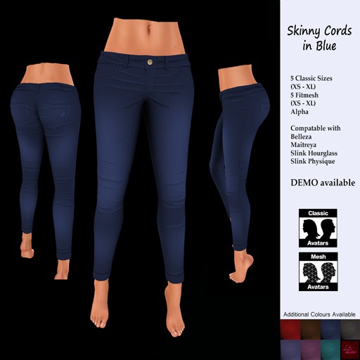 Lily's Locker - Skinny Cords - Blue BOXED