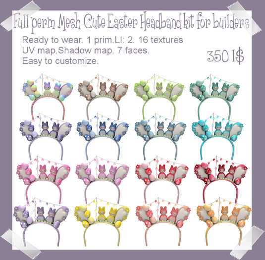 Full Perm MESH Cute Easter Headband kit for builders
