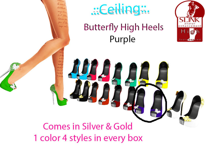 .::Ceiling::. Butterfly High Heels Purple
