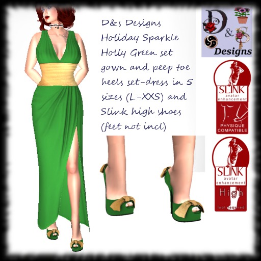 D&s Designs Holiday Sparkle set Holly Green Box