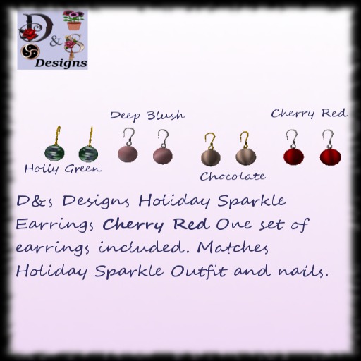 D&s Designs Holiday Sparkle Earrings Cherry Red Box