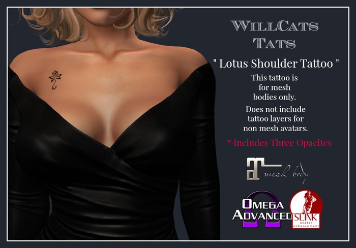 WillCat's Tats Lotus Shoulder Tattoo