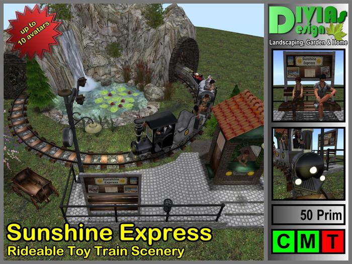 Second Life Marketplace Sunshine Express Rideable Toy Train Scenery