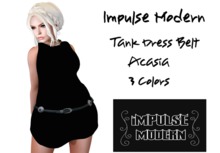 :: Impulse Modern ::  Tank Dress  Belt Acasia black with print