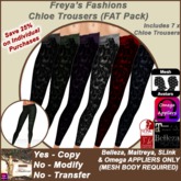 Freya's Fashions Chloe Trousers (FAT Pack x 7)