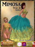 *Goddess* Mimosa Gown Teal and Gold