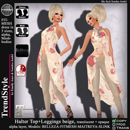 TrendStyle Halter Top+Leggings beige
