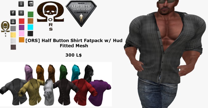[ORS ]  Half-Unbuttoned Shirt FATPACK - Fitted Mesh with Hud